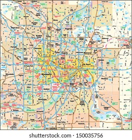 Minneapolis And St. Paul, Minnesota Area Map