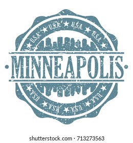 Minneapolis Stamp Post Skyline Silhouette City Vector Design Art