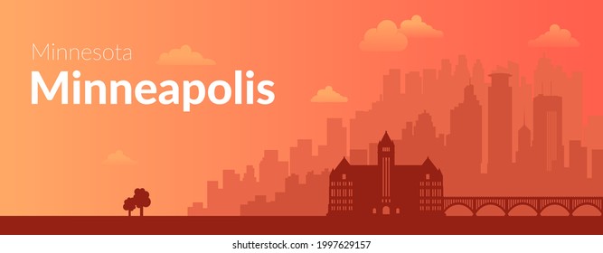 Minneapolis, USA famous city view background.
