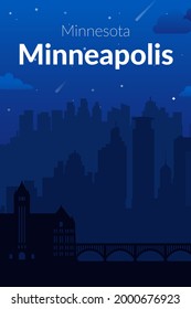Minneapolis, USA famous city view background.