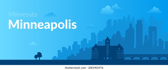 Minneapolis, USA famous city view background.