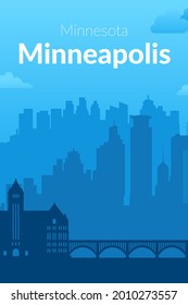 Minneapolis, USA famous city view background.