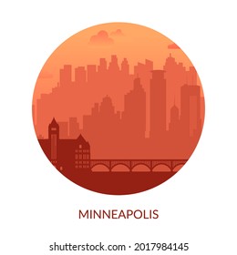 Minneapolis, USA famous city view background.