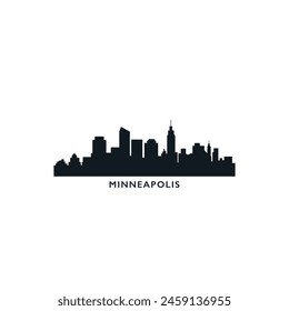 Estados Unidos de América, logo del horizonte de la ciudad. Panorama Vector plano US Minnesota negro icono de estado, Formas abstractas de Lugares famosos, rascacielos, panorama, edificios