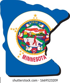 Minnesota 3d map with state flag