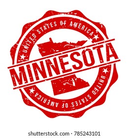 Minnesota America Original Stamp Design Vector Art Tourism Souvenir Round.