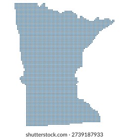 Minnesota Blue Dotted Map: Medical Alley Innovation and Mayo Clinic BioHealth Hub. Minnesota state dotted map.