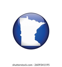 Minnesota Circle Button States of US Map Icon Vector Template Illustration Design