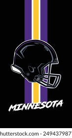 Minnesota Colored Football helmets Stripes Black Background