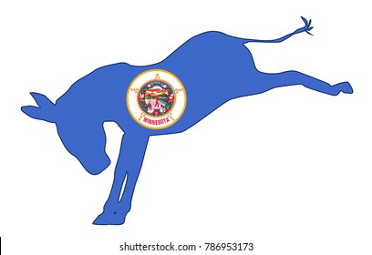 The Minnesota Democrat party donkey flag over a white background