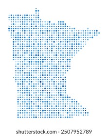 Minnesota Dot Map. Us State Digital Style Shape. Minnesota vector image. Us State shape blue circular dots. Amazing vector illustration.