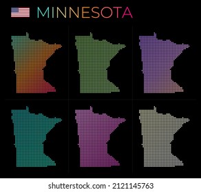 Minnesota dotted map set. Map of Minnesota in dotted style. Borders of the US state filled with beautiful smooth gradient circles. Superb vector illustration.