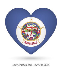 Minnesota flag in heart shape. Vector illustration.