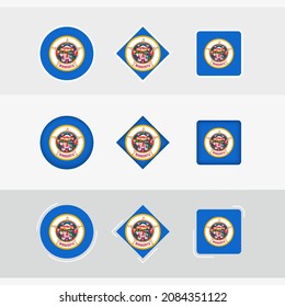 Minnesota flag icons set, vector flag of Minnesota. Three versions of icon.