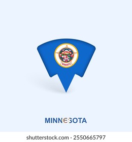 Minnesota Flag Map Pointer Design with Shadow. Vector illustrator.