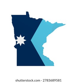 Minnesota flag map poster. US state pride wall decor artwork. Patriotic printable digital art. Detailed vector illustration