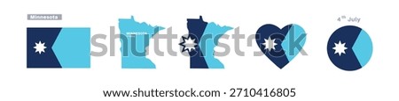 Minnesota flag and map set. Minnesota state flag in May 11th Celebration