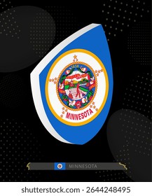 Minnesota Flag Shield icon in 3D on Dark Modern Abstract Rugby Background. Perfect for sports events, heritage themes, national celebrations, and patriotic designs.
