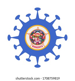 Marca de Minnesota en forma de virus. Signo de estado de Estados Unidos. Ilustración vectorial.