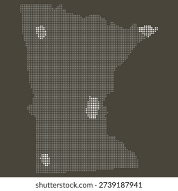 Minnesota Grey and White Dotted Map on Brown: Cargill Ag Tech and Sustainable Food Supply Chain. Minnesota state dotted map.
