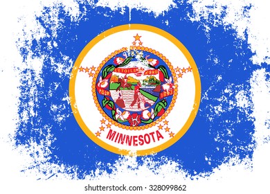 Minnesota grunge, old, scratched style state flag