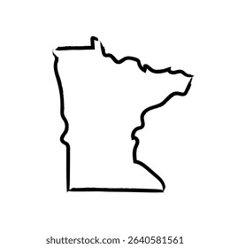 Minnesota hand drawn map. Simple US state outline sketch map. Doodle style map isolated on white for business designs.