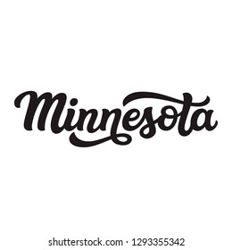 Minnesota. Hand drawn US state name isolated on white background. Modern calligraphy for posters, cards, t shirts, souvenirs, stickers. Vector lettering typography