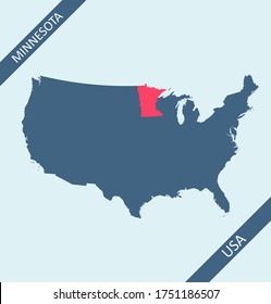 Minnesota resaltada en el mapa de EE.UU.