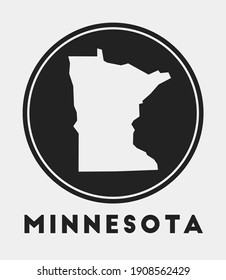 Minnesota icon. Round logo with US state map and title. Stylish Minnesota badge with map. Vector illustration.