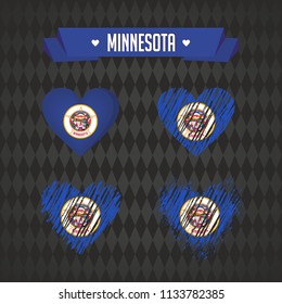 Minnesota with love. Design vector broken heart with flag inside.