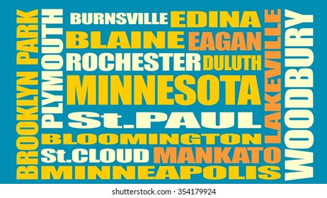 Minnesota main places and cities list. Image relative to usa travel