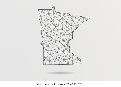 Minnesota Map - Abstract mash line and point scales on white background with USA Map. Wire Frame 3D mesh polygonal network line, design sphere, dot and structure -  Vector illustration eps 10
