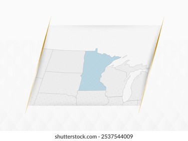 Mapa de Minnesota em azul com sotaques dourados emoldurados. Mapa vetorial moderno de Minnesota. Ilustração de vetor.