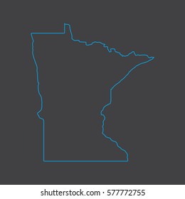 Minnesota map blue outline stroke line style