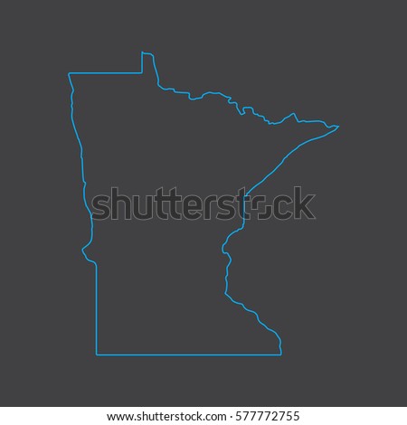 Minnesota map blue outline stroke line style