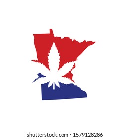 Minnesota Map With Cannabis Leaf Logo Vector 001
