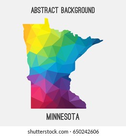Minnesota map in geometric polygonal,mosaic style in rainbow colors.Abstract tessellation,modern design background,low poly. Vector illustration.