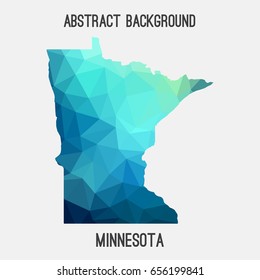 Minnesota map in geometric polygonal,mosaic style in cold shades.Abstract tessellation,modern design background,low poly. Vector illustration.