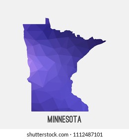 Minnesota map in geometric polygonal,mosaic style.Abstract tessellation,modern design background,low poly. Geometric cover, mockup. Vector illustration.