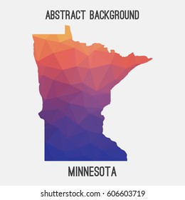 Minnesota map in geometric polygonal,mosaic style.Abstract tessellation,modern design background,low poly. Vector illustration.
