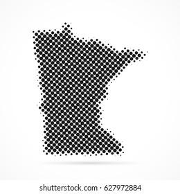 Minnesota map in halftone. Dotted illustration isolated on a white background. Vector illustration.