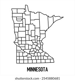Minnesota map icon isolated on white background. Outline map. Simple line icon. Vector illustration