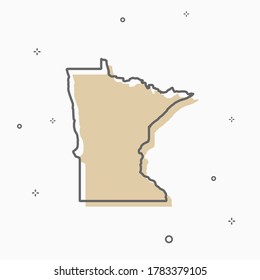 Minnesota Karte Symbol Memphis Stil Karte dünnen Linie Stil.  Infografische Icon-Karte mit kleinen, dünnen Linien geometrischen Figuren.  Lineares modernes Konzept der Vektorgrafik