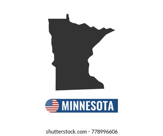 Minnesota map isolated on white background silhouette. Minnesota USA state. American flag. Vector illustration.