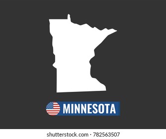 Minnesota map isolated on white background silhouette. Minnesota USA state. American flag. Vector illustration.