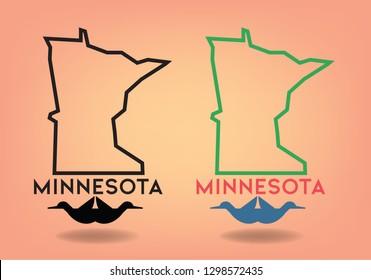 Minnesota Map logo design concept with common loon abstract, Vector EPS 10.