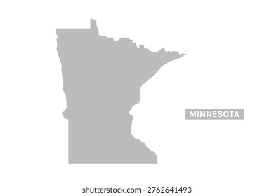 Minnesota map - Minimal Flat Vector Illustration in Black and Gray, Isolated on White Background, Ideal for Infographics, Educational Use, Reports, and Presentations.