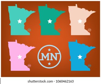 Minnesota Map with Nickname The Gopher State Vector EPS 10.