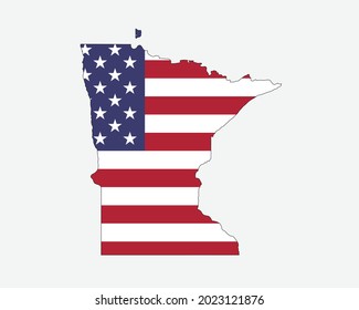 Minnesota Map on American Flag. MN, USA State Map on US Flag. EPS Vector Graphic Clipart Icon