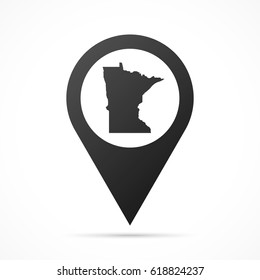 Minnesota Map on location pin. Map pointer isolated on a white background.
Conceptual vector illustration.
